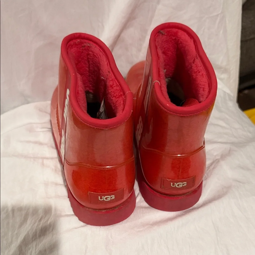 UGG Glossy Red Ankle Boots